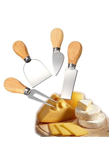 Evvano Set of 4 Cheese Knives with Wooden Handle