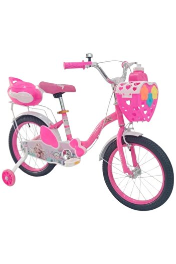 Toybox Girl Bike for Kids 14 Inch Bicycle with Basket and Training Wheels 3 to 8 Years, Pink