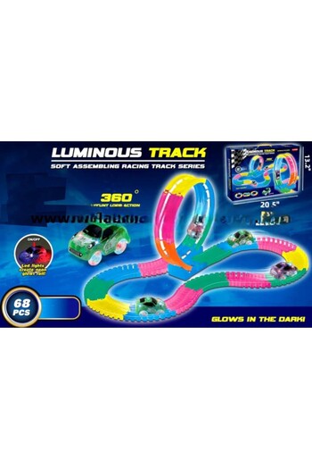 Toybox Glow in The Dark DIY Track Set Toy-68 Pcs Flexible and Bendable Twister Track Toy Set with LED Light