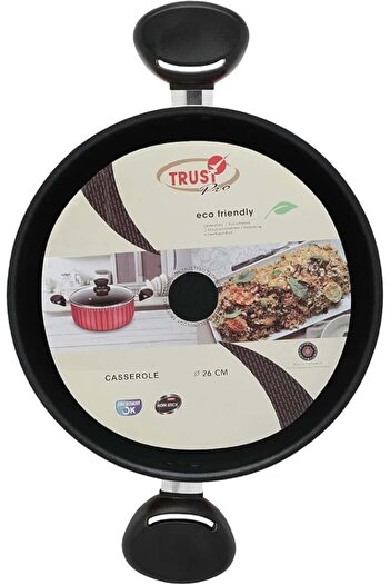 Trust Deep Non-Stick Cooking Pot with Glass Lid from Trust, Heavy Metal, Size 26 cm