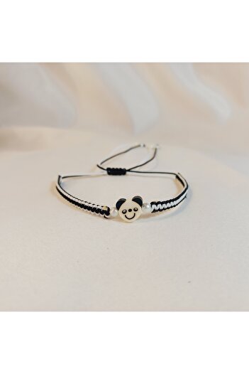 Crystal Atelier Macrame Knitted Unisex Bracelet with Bear Figure - Handmade Cute Design - Cute Teddy Bear Bracelet