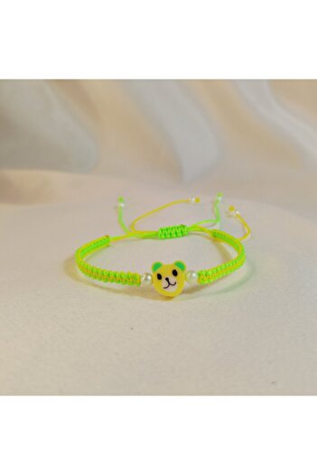 Crystal Atelier Macrame Knitted Unisex Bracelet with Bear Figure - Handmade Cute Design - Cute Teddy Bear Bracelet