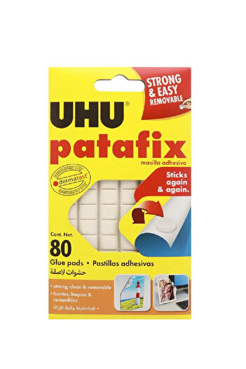 Uhu Pack of 80 Patafix Glue Pads White – Reusable Adhesive Pads for Walls & Crafts