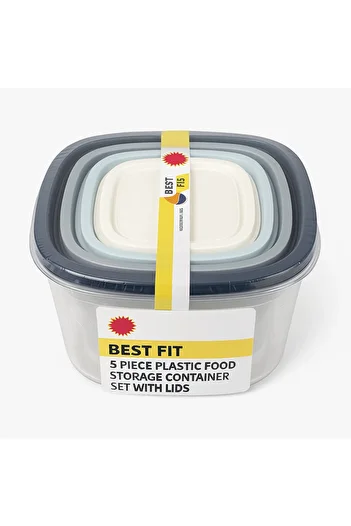 TSUMAB Best Fit 5 Piece Plastic Food Storage Container Set with Lids