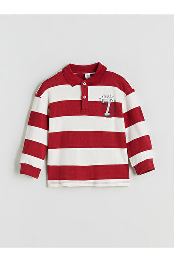 LC Waikiki New Season Polo Neck Striped Boy's Sweatshirt