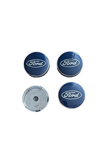 MAF Set de 4 capace centrale de roată albastre de 60 mm, compatibile cu Ford / înlocuire pentru jante din aliaj