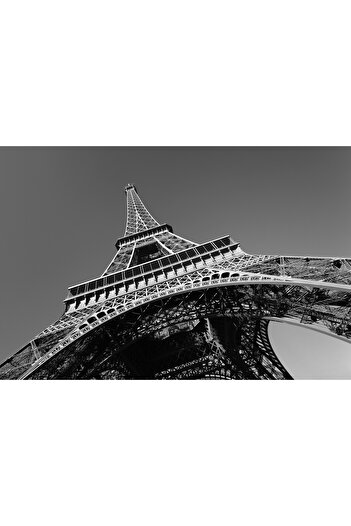 Harikabirev Amazing | Black&White Color Eiffel Tower Model | Framed Tempered Glass Table Single Horizontal