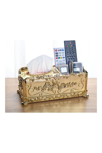 Raffine Luxury Multi Functional Tissue Storage Box Gold 24x12x10.5cm