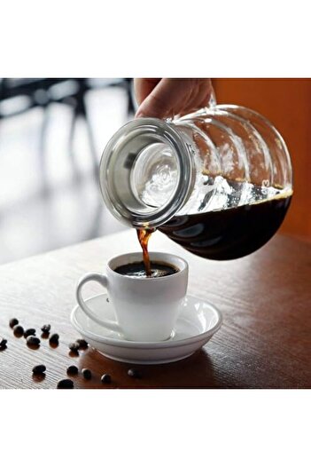 LUXURY 700ml Glass Coffee Server, Heat Resistant V60 Drip Pot with Lid, Clear Design