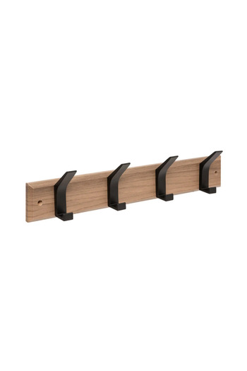 5five Simple Smart Ziny Black wall hanger, mdf, 4 black hooks, 45 x 6.5 x H 10 cm