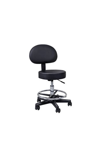 Mariani Professional Black Swivel Stool With Backrest & Footrest
