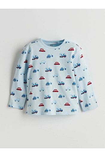 LC Waikiki Lcw Babyblue Crew Neck Printed Baby Boy Pajama Set