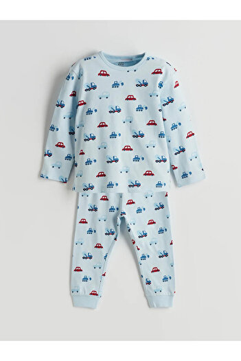 LC Waikiki Lcw Babyblue Crew Neck Printed Baby Boy Pajama Set