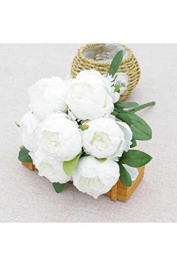 MD Aspiz Flowers Artificial Luxury Peony Rose Bouquet 7 Pieces (Without Pot) Bridal Bouquet Vase