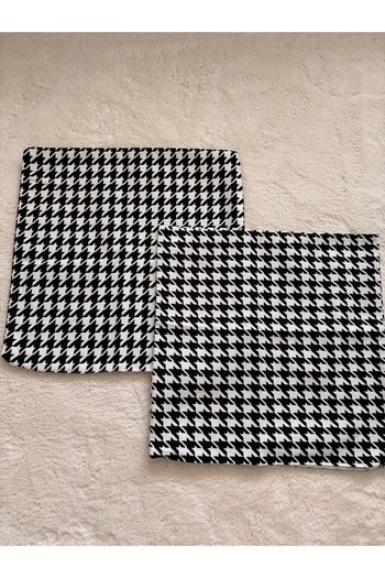 Ayd Home Set of 2 Houndstooth Pattern Throw Pillow Case Zipper 43-43 cm Decoration