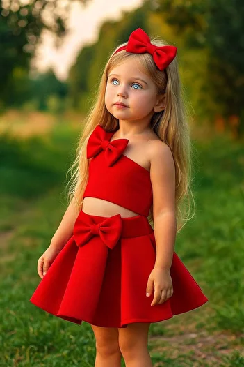 bakk baby Girl's Skirt Suit with Bandana Gift