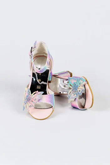 NS Little Girl's Butterfly Glittered Evening Dress Shoes, Girl's Heeled Shoes