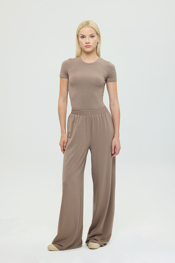 SHEISMONO Ultra Soft Straight Cut Loose Trousers Mink