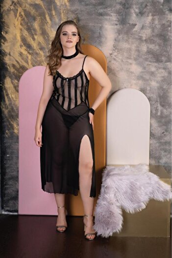 Lüx Wood Izabel Women's Battal Long Nightgown Fantasy Tul