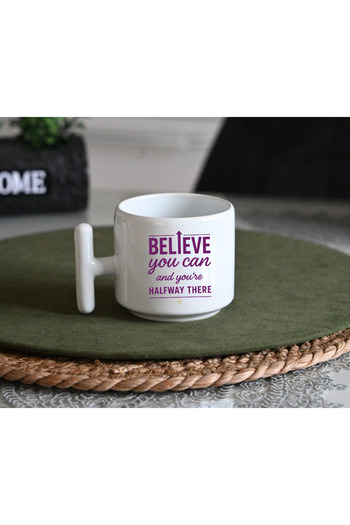 IVART Believe You Can You'Re Halfway There Printed Porcelain t Mug with Handle- Believe She Can-Motto