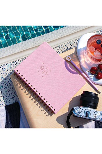 STOREMAX Snshop A5 Spiral Bound Hardcover Linen Plain Undated Journal Notebook Candy Pink 467437