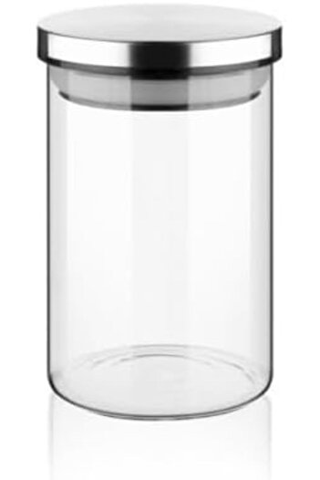 STOREMAX Sellbuyst 450ml Vacuum Borosilicate Glass Jar with Metal Lid (8.5Cm*12Cm) 1 Piece Trendy 266450