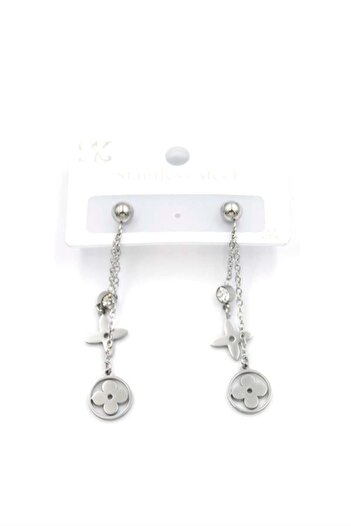 Royaleks Vc Clover Earrings with Dangle - Silver