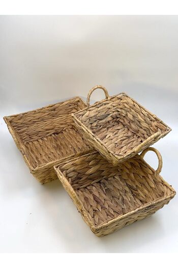 STOREMAX Sellbuyst Home Wicker Handwoven 3-Piece Basket Set – Natural Wicker Organizer, Fruit Bowl, Towel Rack