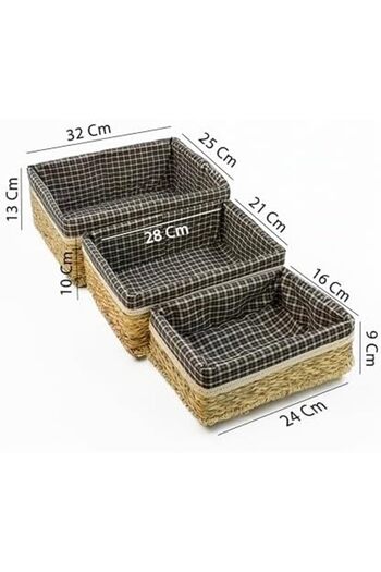 STOREMAX Sellbuyst 3-Piece Wicker Basket Set – Bread Basket with Cloth, Decorative Natural Wicker Storage Basket, Mu