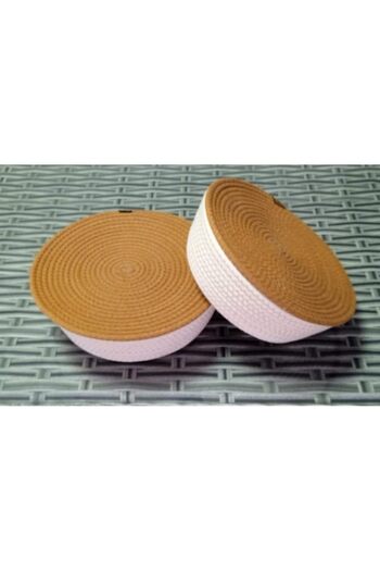 STOREMAX Sellbuyst 2 Pcs Knitted Basket with Lid Cord Rope Jute String Organizer Trendy 266450