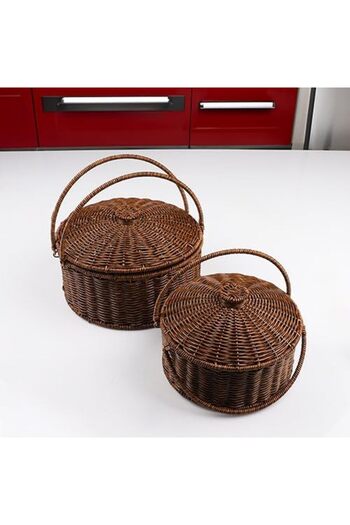 STOREMAX Sellbuyst Wicker Series Wicker Knitted 2-Piece Picnic Basket Trendy 266450