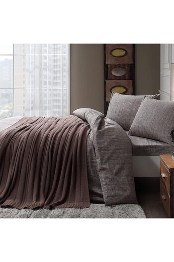 STOREMAX Sellbuyst Ranforce Waffle Duvet Cover Set Brown Single Trendy 266450