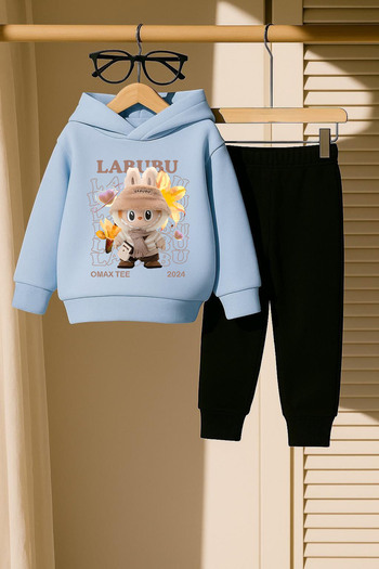 New Shine Φούτερ Unisex με στάμπα Labubu με μπλε απόχρωση