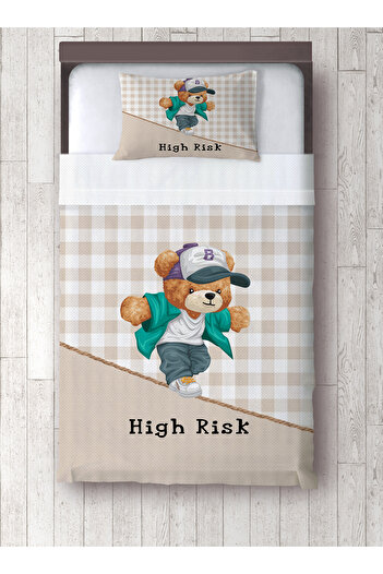 yok yok evim eve dair her şey Cute Teddy Bear Patterned Baby Kids Single Pique and Pillowcase Bedspread Set
