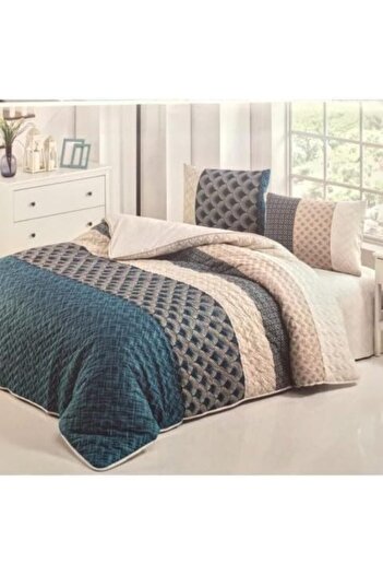 STOREMAX Polysight Turquoise 4 Season Quilted Double Size Comforter Coverlet Bedding Set Trendzap 46743