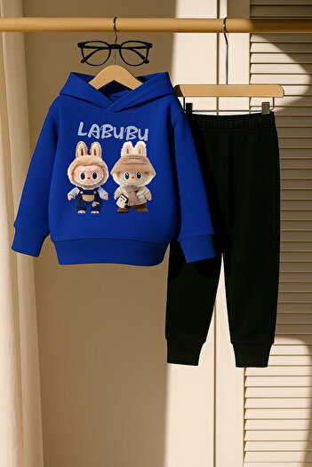 New Shine Μπλε Navy Labubu Φούτερ Unisex με διπλή στάμπα