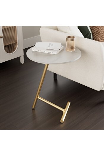 Generic Side table 36 x 35 x 53 cm - white and gold
