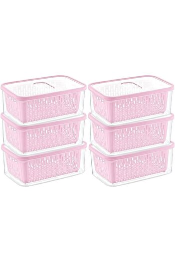 STOREMAX Snshop 6-Piece Fresh Storage Container Set with Strainer 1.6 Lt Plastic Storage Set 6 Pieces 467437