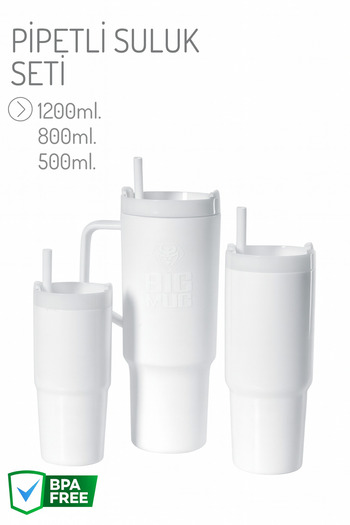 NY HOME 3 Size Straw Drinker Set White