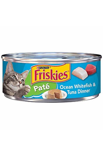 Friskies Purina Pate Ocean Whitefish & Tuna Dinner Wet Cat Food Tasty Meal for Adult Cats,
