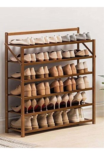 COOYA Bamboo Shoes Rack 6 Tier, Shoe Shelf Stand Free Standing Large,Space Saving for Entryway Living Room