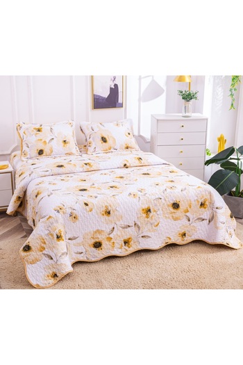 CHIRASO Microfiber Quilted Duvet Set, 2-Sided, 3-Piece, Duvet Cover 220x240cm, 2 Pillowcases