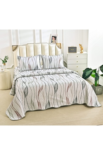 CHIRASO Microfiber Quilted Duvet Set, 2-Sided, 3-Piece, Duvet Cover 220x240cm, 2 Pillowcases