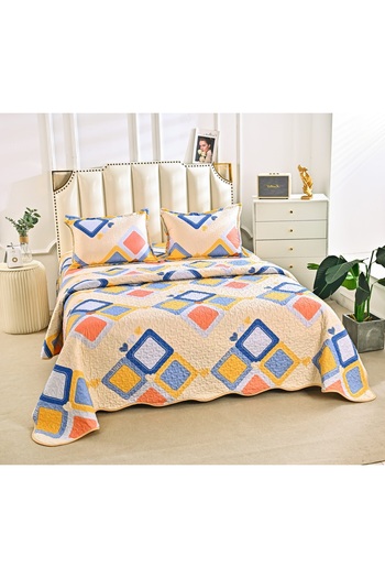 CHIRASO Microfiber Quilted Duvet Set, 2-Sided, 3-Piece, Duvet Cover 220x240cm, 2 Pillowcases