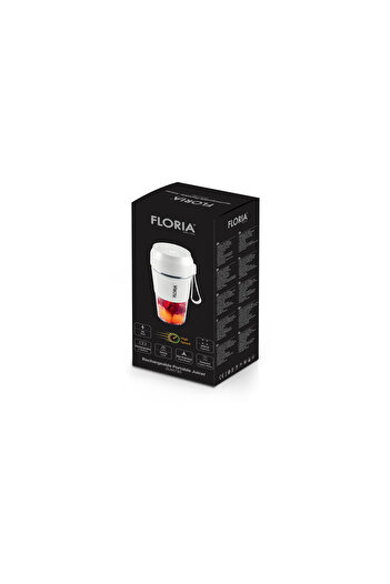 Floria ZLN1720 Portable Juice Blender Rechargeable, 300 ml, 50W, Stainless Steel Blades, White