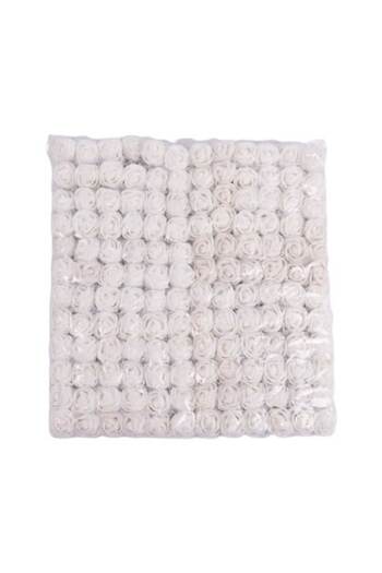 OEM Trandafiri din spumă cu tul, 2 cm, set de 144, albi