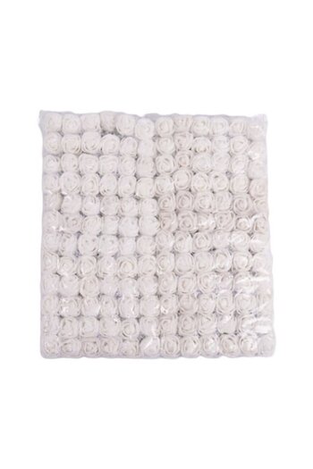 OEM Trandafiri din spumă cu tul, 2 cm, set de 144, albi