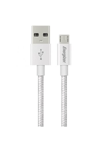 Energizer Cablu de date și încărcare USB A la Micro USB, metalic, 18W, 1m, alb