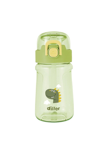 DILLER Tritan Children's Water Bottle with Straw Green 550 ml