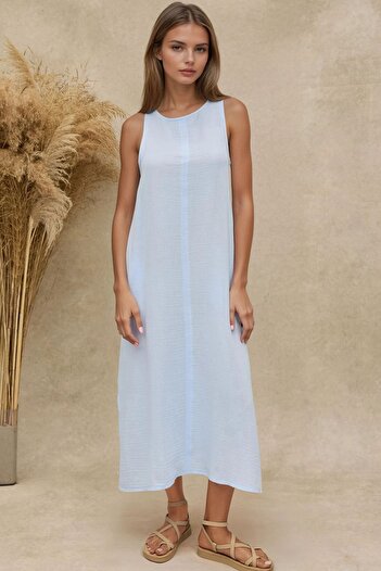 Hiccup Slit Textured Cotton Midi Beach Dress